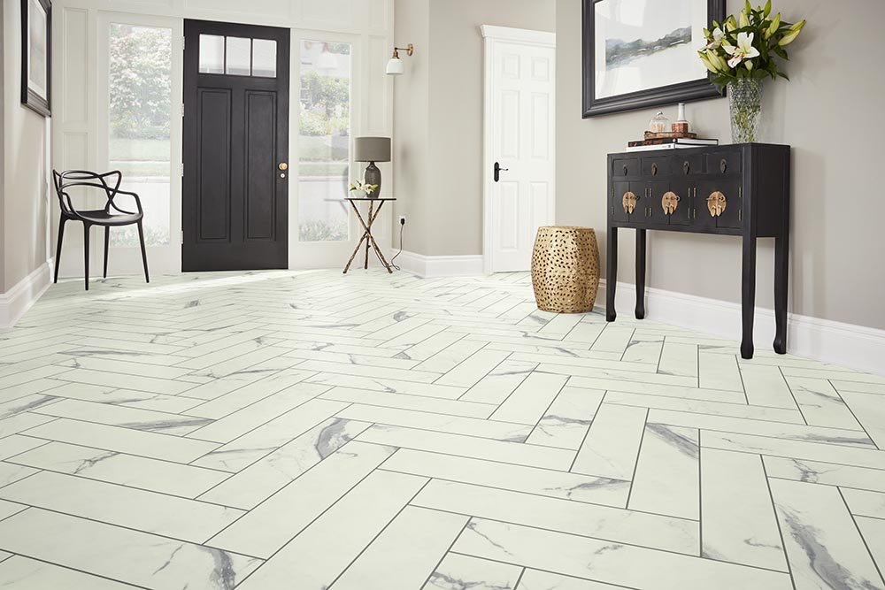 Entry Foyer Luxury Vinyl Tile Herringbone LVT -   Mr. Carpet in Espanola, NM